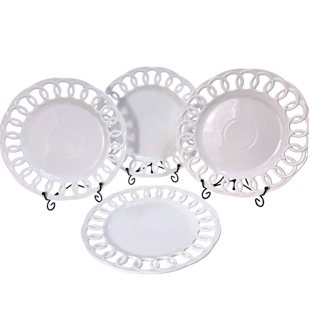 Grace Teaware White Heirloom Fine Porcelain 10.25" Dinner Plates Set‎ of 4